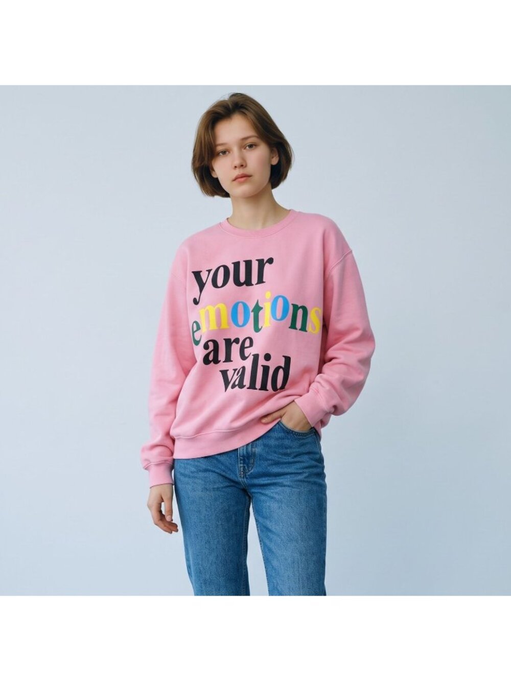 The Mayfair Group Your Emotions Are Valid Sweatshirt Pink One Size Petite Cotton